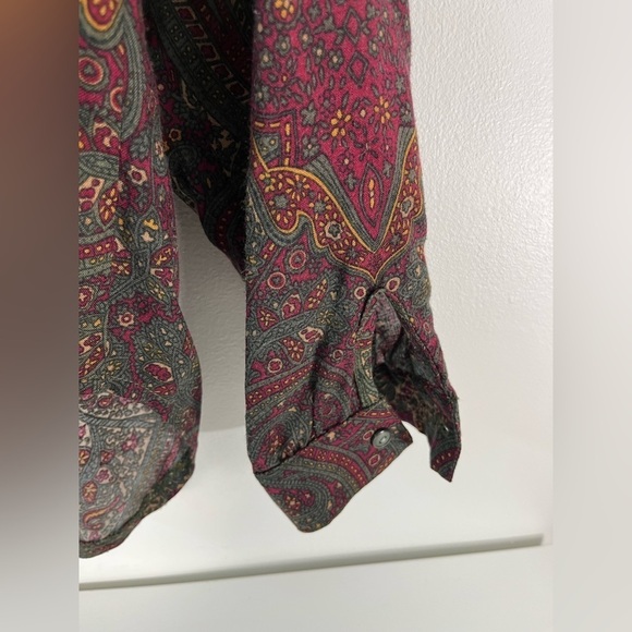 Vintage Womens Size 14 Button Up Paisley Print Shirt Mister Leonard Shoulder Pad - Picture 5 of 9